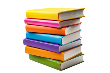 Stack of colorful books isolated on transparent background