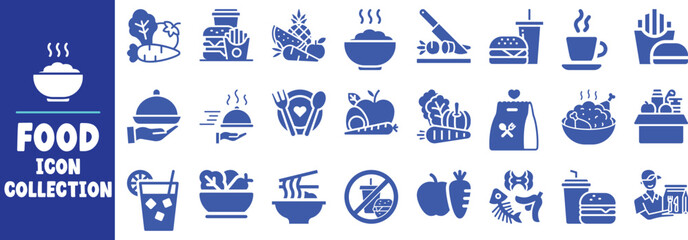 Diverse food icons collection restaurant menu design