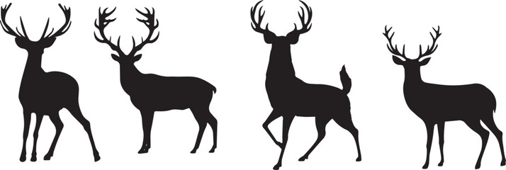 deer silhouette illustration vector set