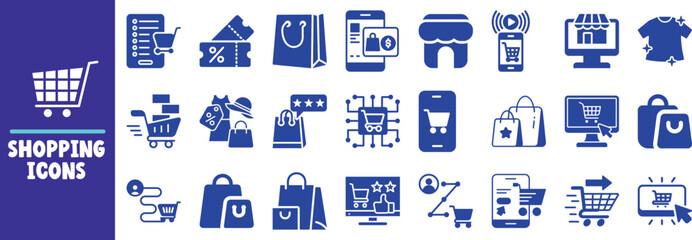 Online shopping icons e commerce retail symbols collection