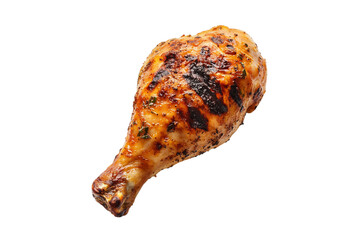 Grilled chicken leg isolated on transparent background