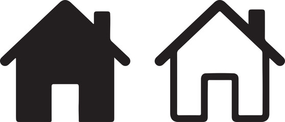 house, home, icon, symbol, sign, vector, illustration, design, black, white, outline, simple, modern, architecture, property, building, real estate, graphic, 