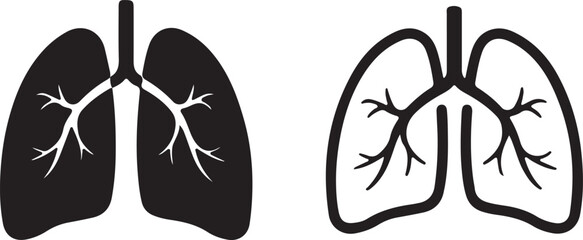 lungs, anatomy, medical, health, respiratory, system, diagram, organ, human, body, science, illustration, vector, graphic, silhouette, outline, clipart, design, concept, healthcare, breathing, bronchu