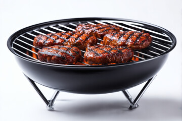 Grilled burgers on barbecue.