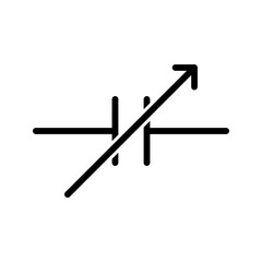 Electrical Component icon. Variable Capacitor outline icon. Suitable for tuning circuits and electronics UI.