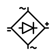 Electrical Component icon. Bridge Diode outline icon. Perfect for rectification circuits and electronics UI.