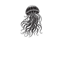 Silhouette vector of a jellyfish, isolated on a white background