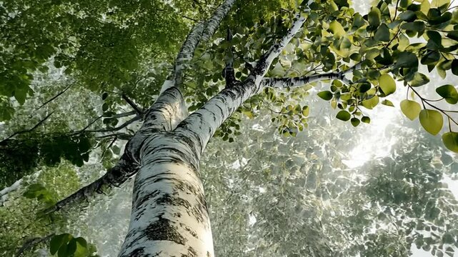 Birch Tree Canopy in Sunlight