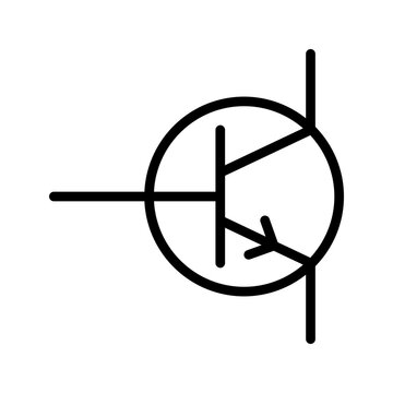 Electrical Component icon. NPN Transistor outline icon. Great for amplification circuits and electronics UI.