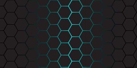 Fototapeta premium Abstract Futuristic Green Neon Hexagon Tech Grid Vector Gaming Background. 
