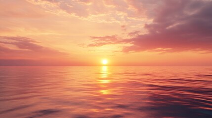 Obraz premium Serene ocean sunset with soft pastel colors reflecting on the tranquil water