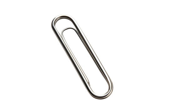 Single metal paperclip isolated on transparent background - Powered by Adobe