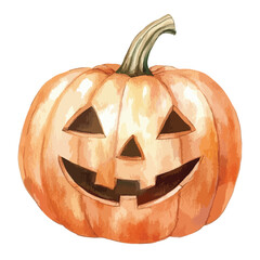 Watercolor Jackolantern Pumpkin with Soft Hues