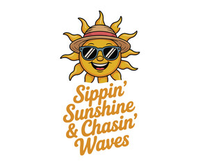 Art & Illustration.Bright and fun summer vibes t-shirt design featuring tropical elements, bold colors, and a relaxed, beachy feel — perfect for sunny days and vacation wear.