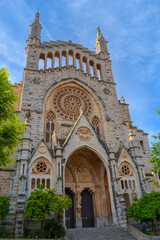Front Facade of Sant Bartomeu Church in the Heart of Sóller, Mallorca