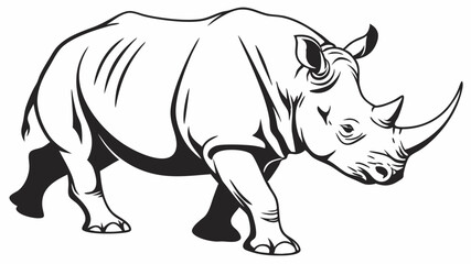 Fototapeta premium Majestic Rhino Illustration Powerful Animal Line Art