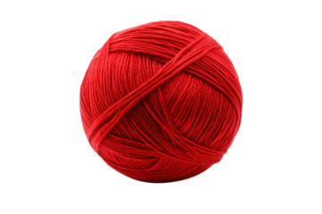 Red ball of yarn isolated on transparent background