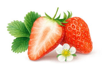 いちご 水彩 イラスト 白バック