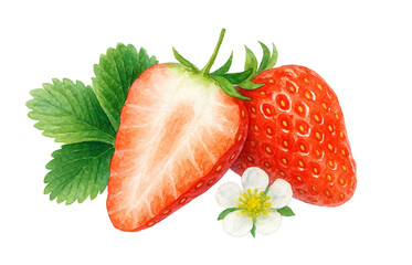 いちご 水彩 イラスト 白バック