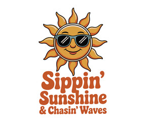 Art & Illustration.Bright and fun summer vibes t-shirt design featuring tropical elements, bold colors, and a relaxed, beachy feel — perfect for sunny days and vacation wear.