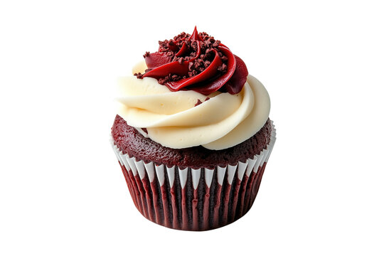 Delicious red velvet cupcake isolated on transparent background