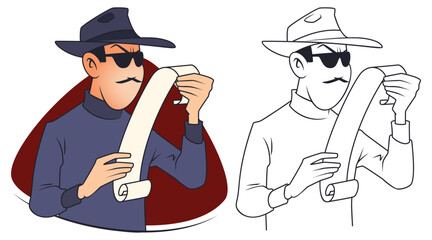 Spy reads secret message.
