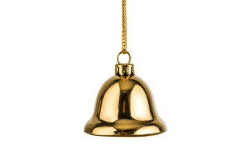 Gold Bell Ornament Hanging Isolated – Transparent Background PNG