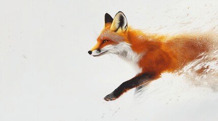Dynamic fox leaps through pristine snow, illustrating grace and the wild nature