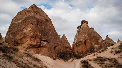 Unique rock formations in the Cappadocia region in Turkey