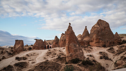 Unique rock formations in the Cappadocia region in Turkey