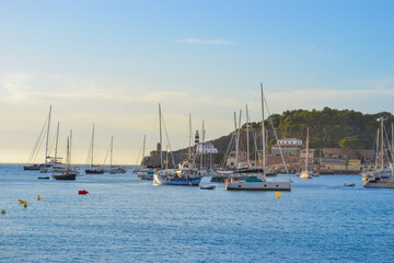 Fototapeta premium Stunning View of Port de Sóller Bay and Coastal Landscape