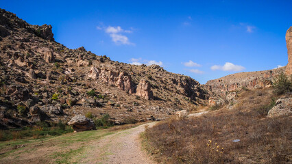 The landscape of Ihlara Valley in the Cappadocia region, Turkey