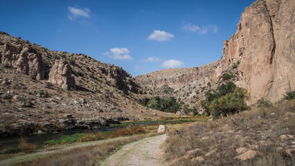 The landscape of Ihlara Valley in the Cappadocia region, Turkey
