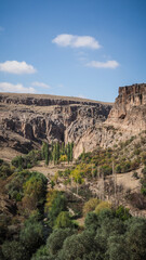 The landscape of Ihlara Valley in the Cappadocia region, Turkey