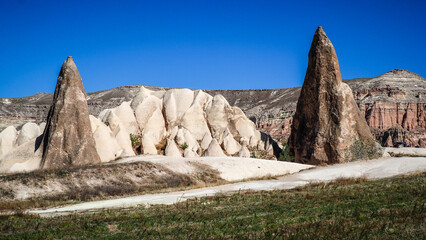 Unique rock formations in the Cappadocia region in Turkey
