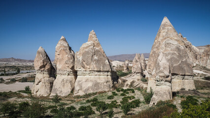 Unique rock formations in the Cappadocia region in Turkey