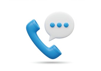 A vibrant blue telephone handset awaits a message, isolated on white background