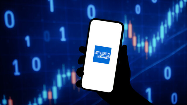 American Express logo displayed on a smartphone screen &ndash; Delhi, India &ndash; June 04, 2025