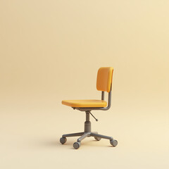 Obraz premium Minimalist Yellow Office Chair with Adjustable Height and Metal Base on Soft Beige Background