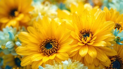 Fototapeta premium Dynamic Floral Design - Yellow Blue Abstract