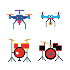 vector illustration of a set of musical instruments