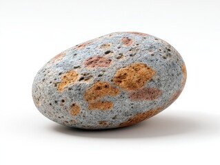 Polished Beach Stone With Orange and Red Spots on White, Symbolizing Natural Beauty and Geological Exploration : Generative AI