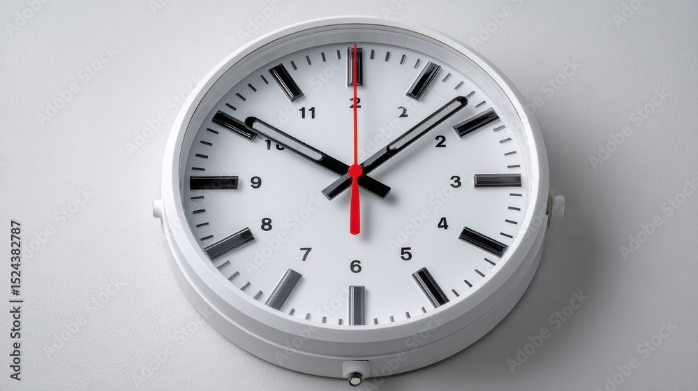 Poster White Wall Clock Showing 10:10, Symbolizing Time Management and Punctuality in Business and Deadlines, Representing Productivity and Efficiency : Generative AI