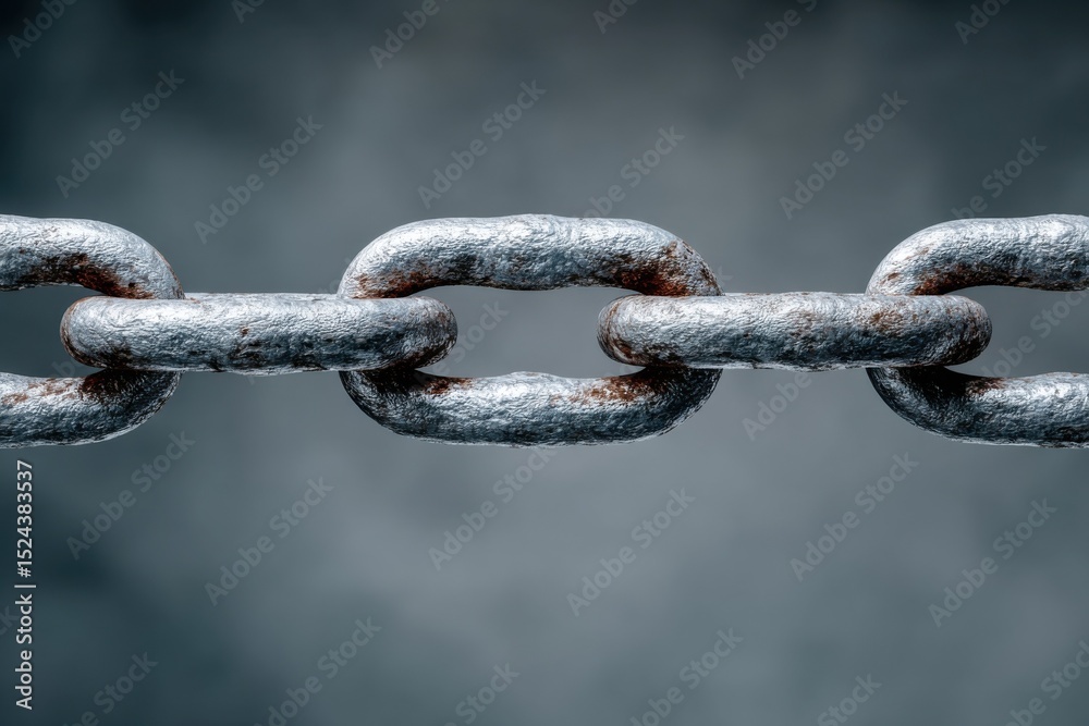 Poster close-up of weathered metal chain links, symbolizing strength and interdependence in business partne