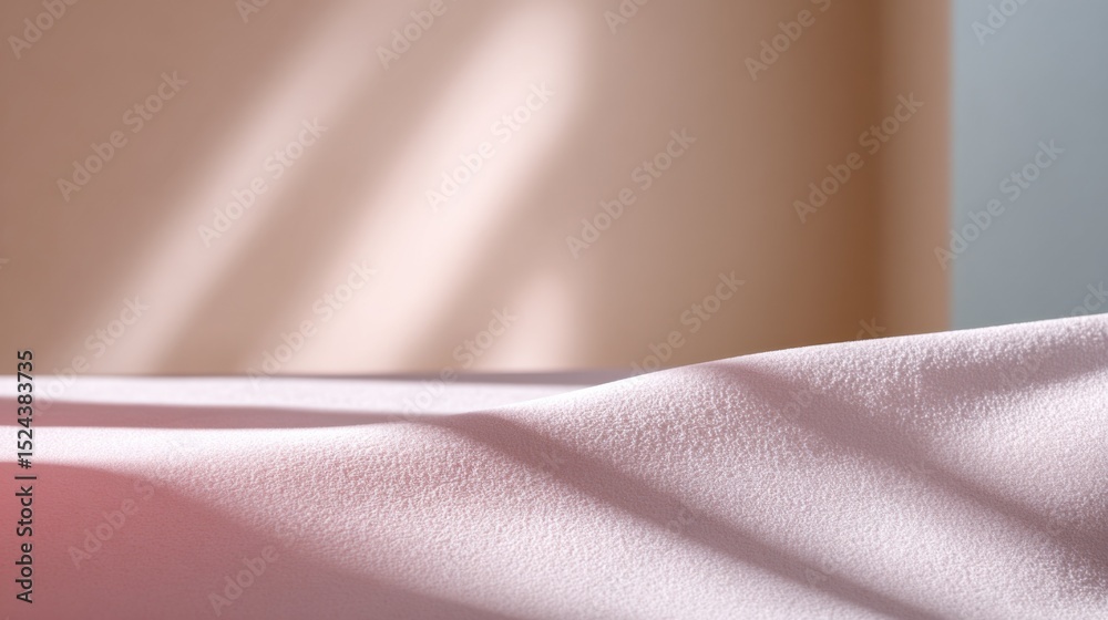 Poster abstract pink fabric with shadow play, ideal for product mockups and minimalist marketing campaigns,