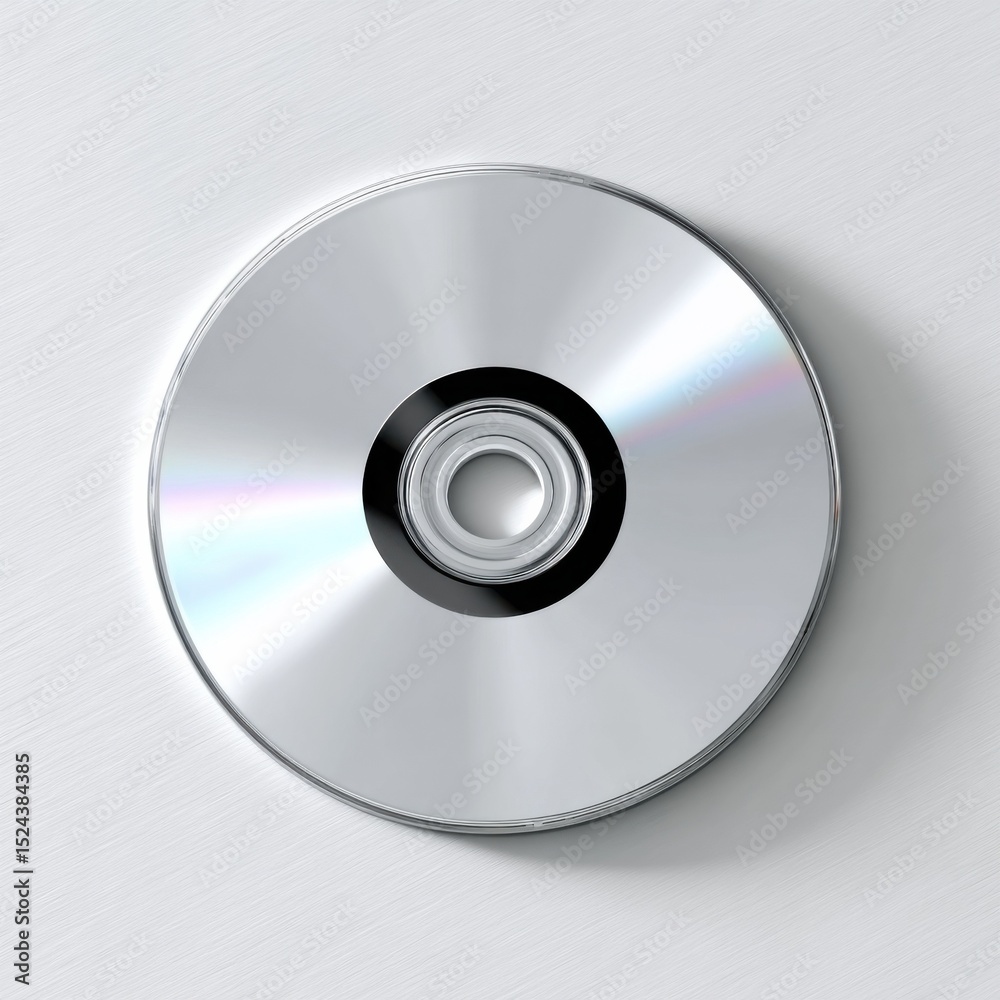 Poster silver compact disc on brushed metal, symbolizing data storage and digital preservation for archivin