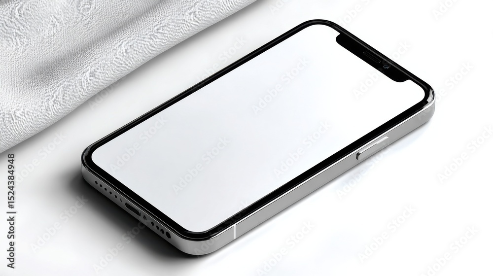 Aufkleber Smartphone With Blank White Screen on a Table, Ideal for Mobile App Mockups and Technology Demonstrations, Representing Modern Communication : Generative AI