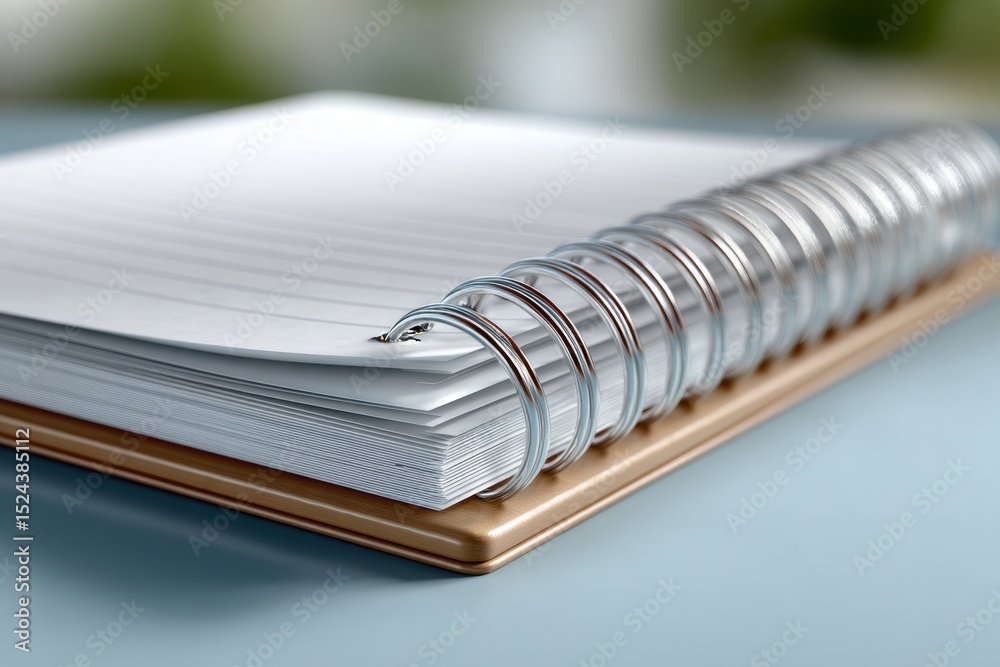 Poster Spiral Notebook With Lined Paper on Desk, Representing Organization and Note Taking for Efficient Planning and Creative Writing : Generative AI