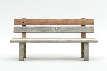 Rustic Wooden Park Bench on White Background, Ideal for Relaxation and Outdoor Recreation Concepts, Promoting Serenity and Peaceful Retreat : Generative AI