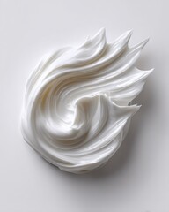 Swirl of White Cream on White Surface, Ideal for Beauty Product Marketing and Skincare Advertising Campaigns : Generative AI